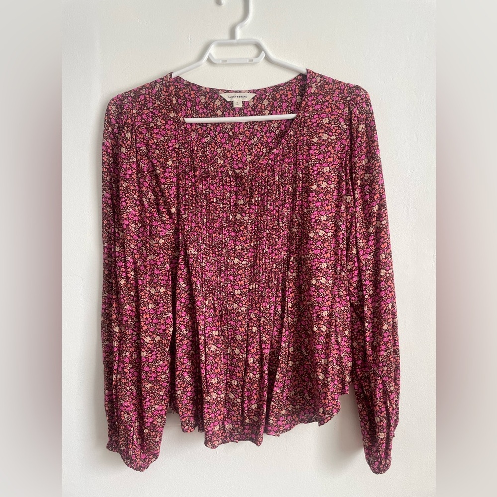 Lucky Brand Floral Button Up Long Sleeve Top (Size S)